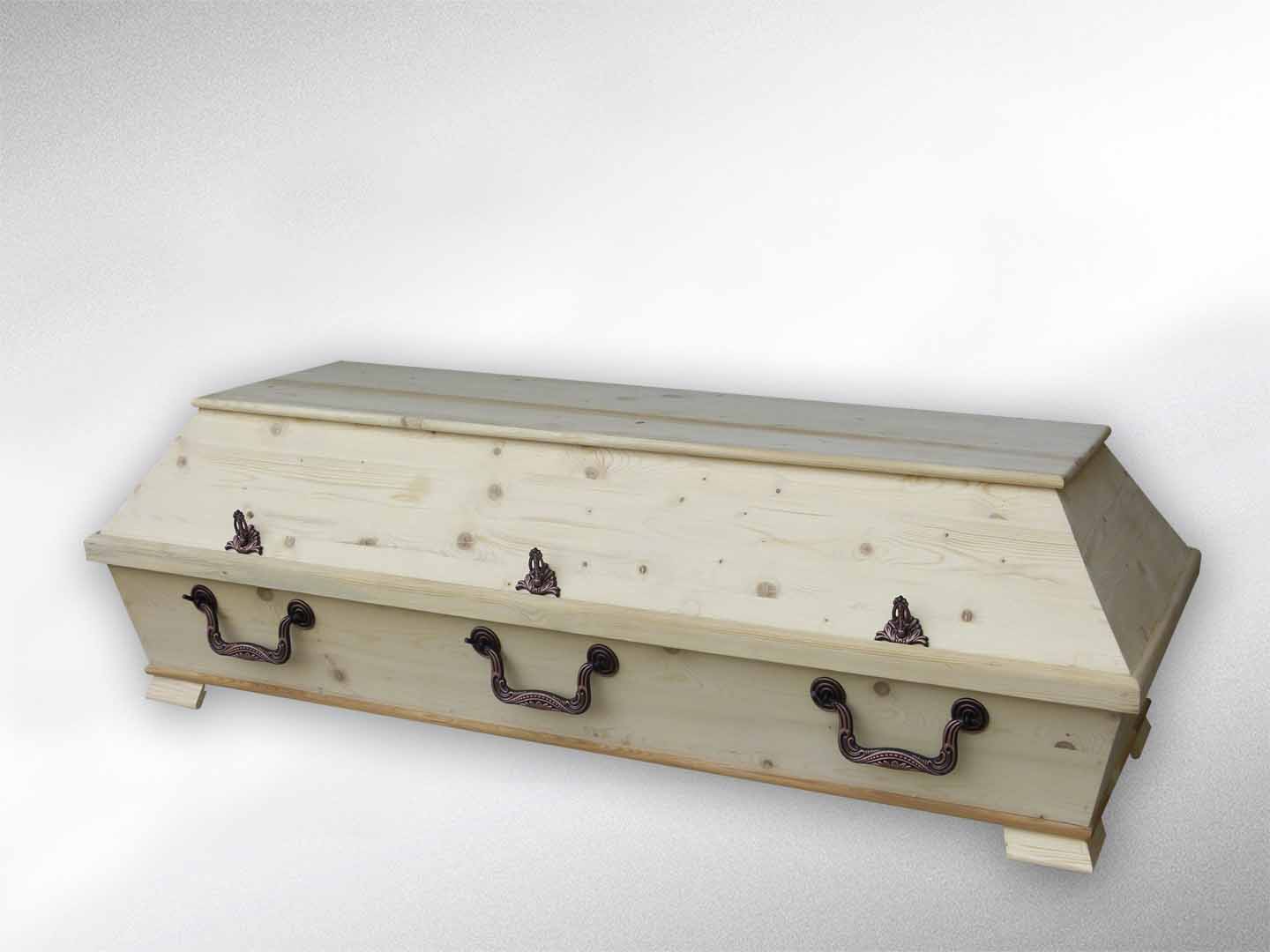 Kremationssarg, XXL 78 cm roh, astig, „Deckel glatt“, erhöhtes Unterteil (ca. 6cm), inkl. Innenausschlag